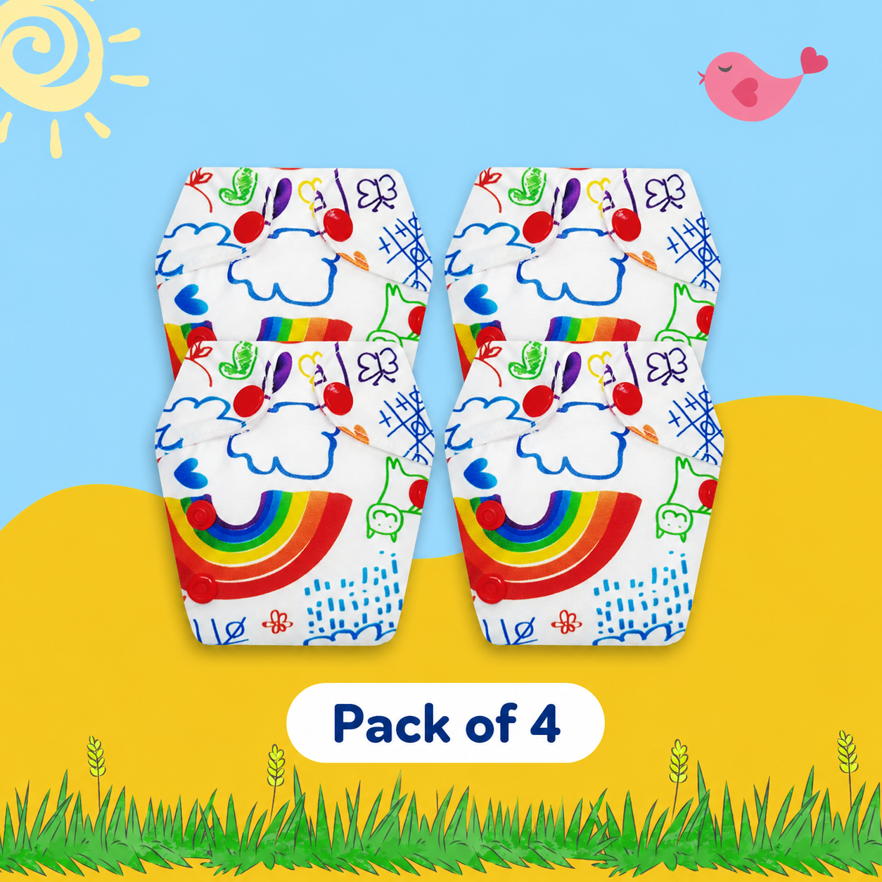 Rainbow Print Newborn Diaper