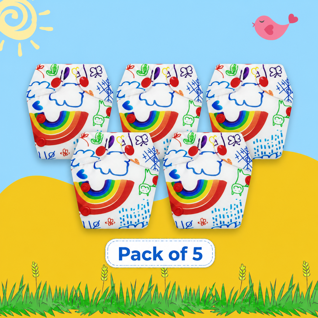 Rainbow Print Newborn Diaper