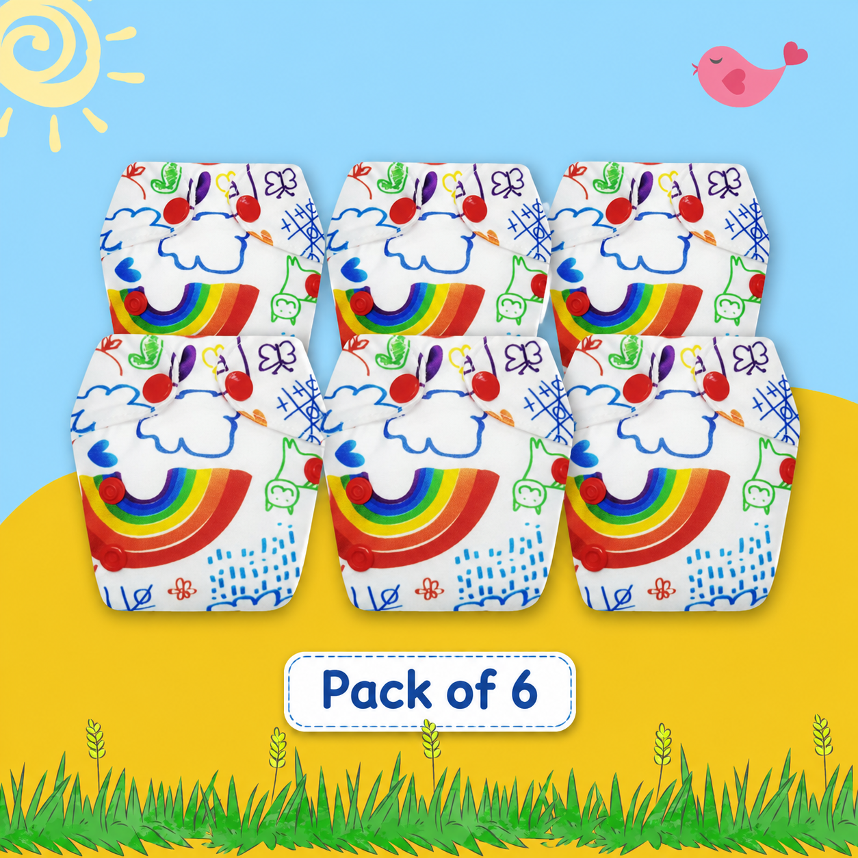 Rainbow Print Newborn Diaper