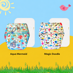 Printed Cloth Diaper With Large White Insert (Pack of 2)