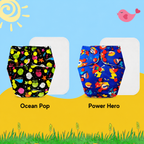 Printed Cloth Diaper With Large White Insert (Pack of 2)