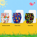 Printed Cloth Diaper With Large White Insert (Pack of 3)