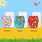 Printed Cloth Diaper With Large White Insert (Pack of 3)