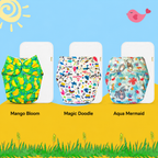 Printed Cloth Diaper With Large White Insert (Pack of 3)