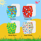 Printed Cloth Diaper With Large White Insert (Pack of 4)