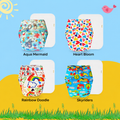 Printed Cloth Diaper With Large White Insert (Pack of 4)