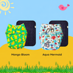 Printed Cloth Diaper With Large Black Insert (Pack of 2)