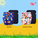 Printed Cloth Diaper With Large Black Insert (Pack of 2)
