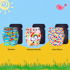 Printed Cloth Diaper With Large Black Insert (Pack of 3)