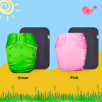 Solid Colors Cloth Diaper Packs With Large Black Insert (Pack of 2)