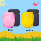 Solid Colors Cloth Diaper Packs With Large Black Insert (Pack of 2)