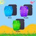 Solid Colors Cloth Diaper Packs With Large Black Insert (Pack of 3)