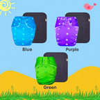 Solid Colors Cloth Diaper Packs With Large Black Insert (Pack of 3)
