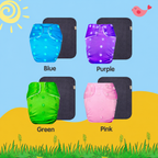 Solid Colors Cloth Diaper Packs With Large Black Insert (Pack of 4)