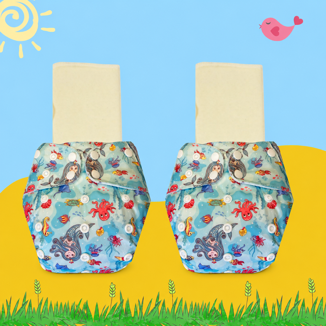 OceanDream Cloth Diaper with Magical Soaker Insert Combo