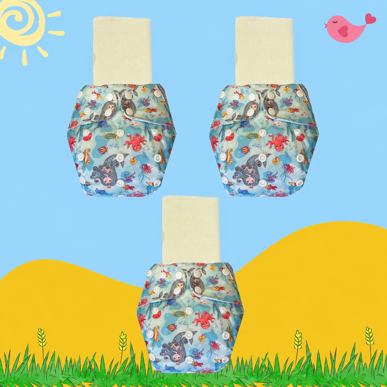 OceanDream Cloth Diaper with Magical Soaker Insert Combo