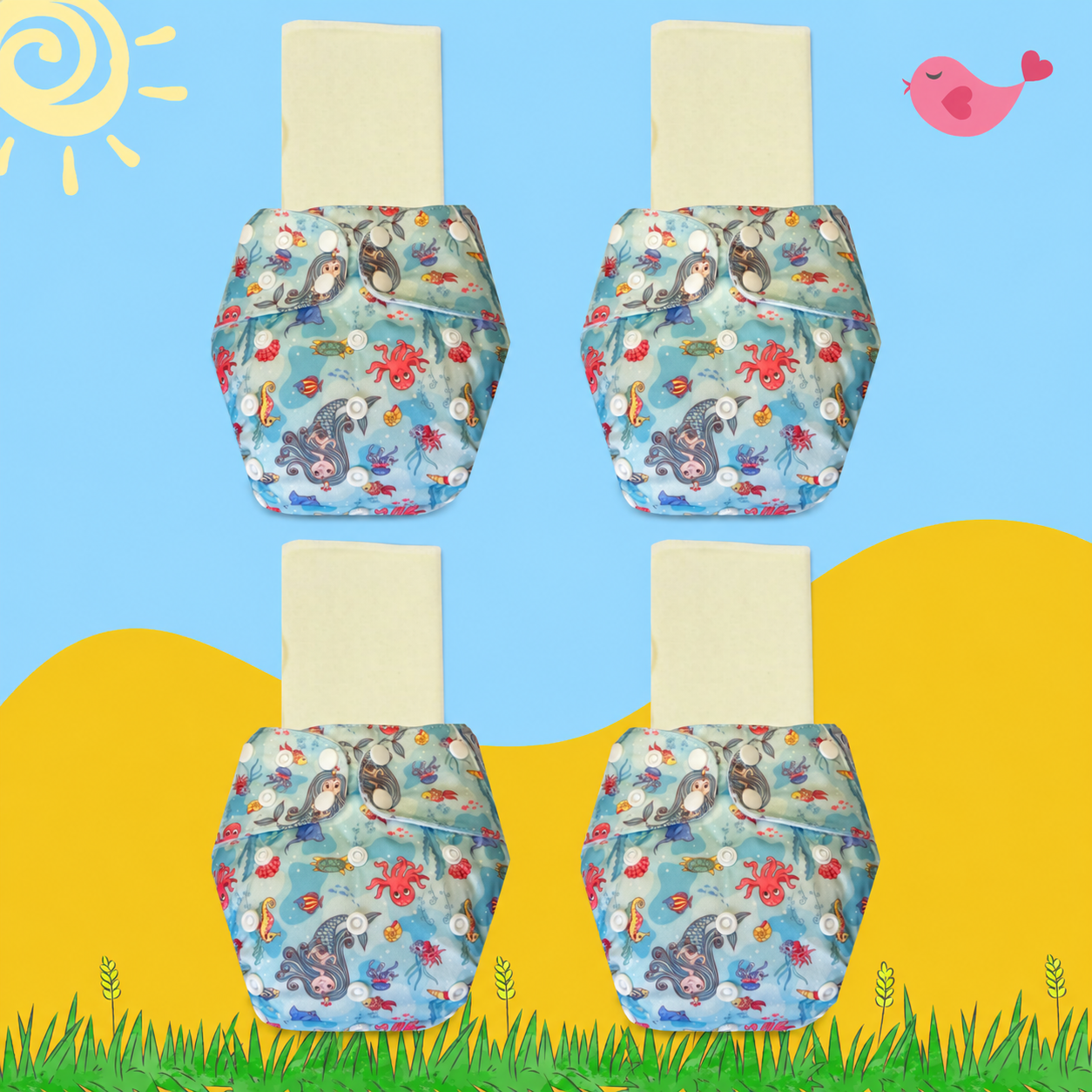 OceanDream Cloth Diaper with Magical Soaker Insert Combo