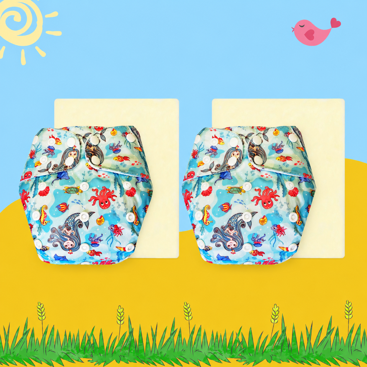 OceanDream Cloth Diaper with Magical Soaker Insert Combo