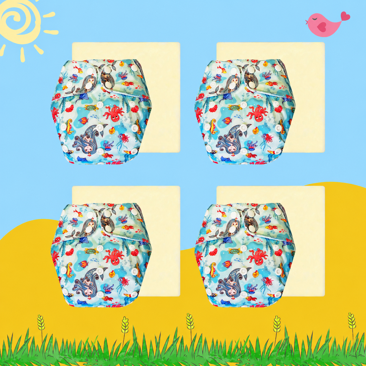 OceanDream Cloth Diaper with Magical Soaker Insert Combo