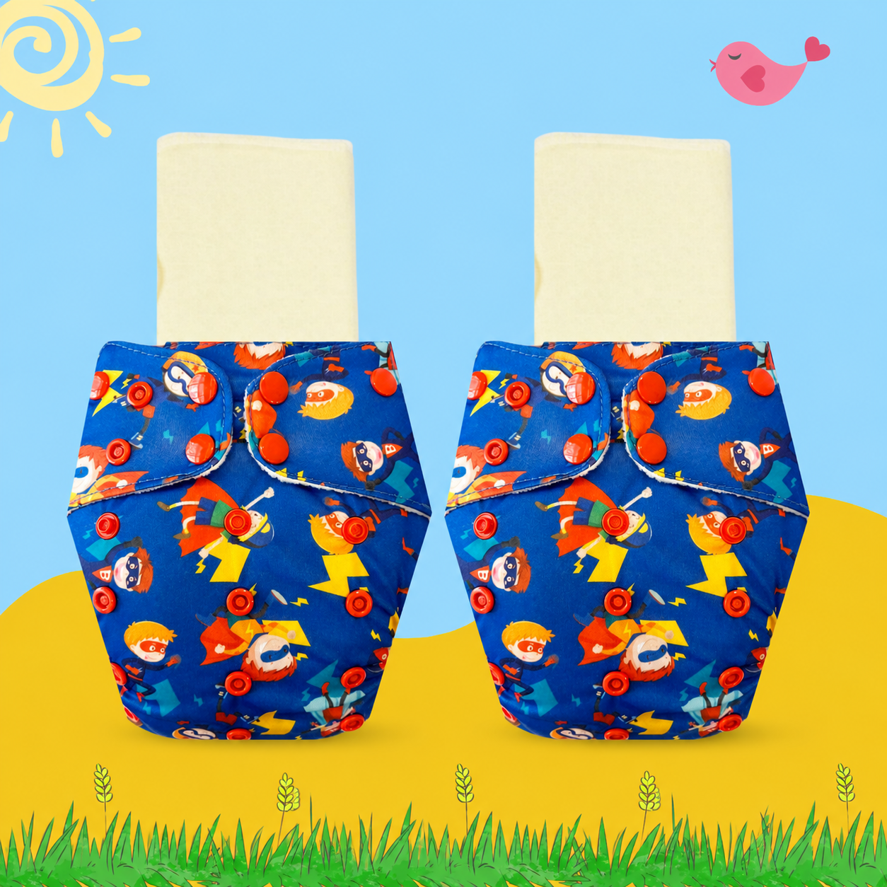 PowerHero Cloth Diaper with Magical Soaker Insert Combo
