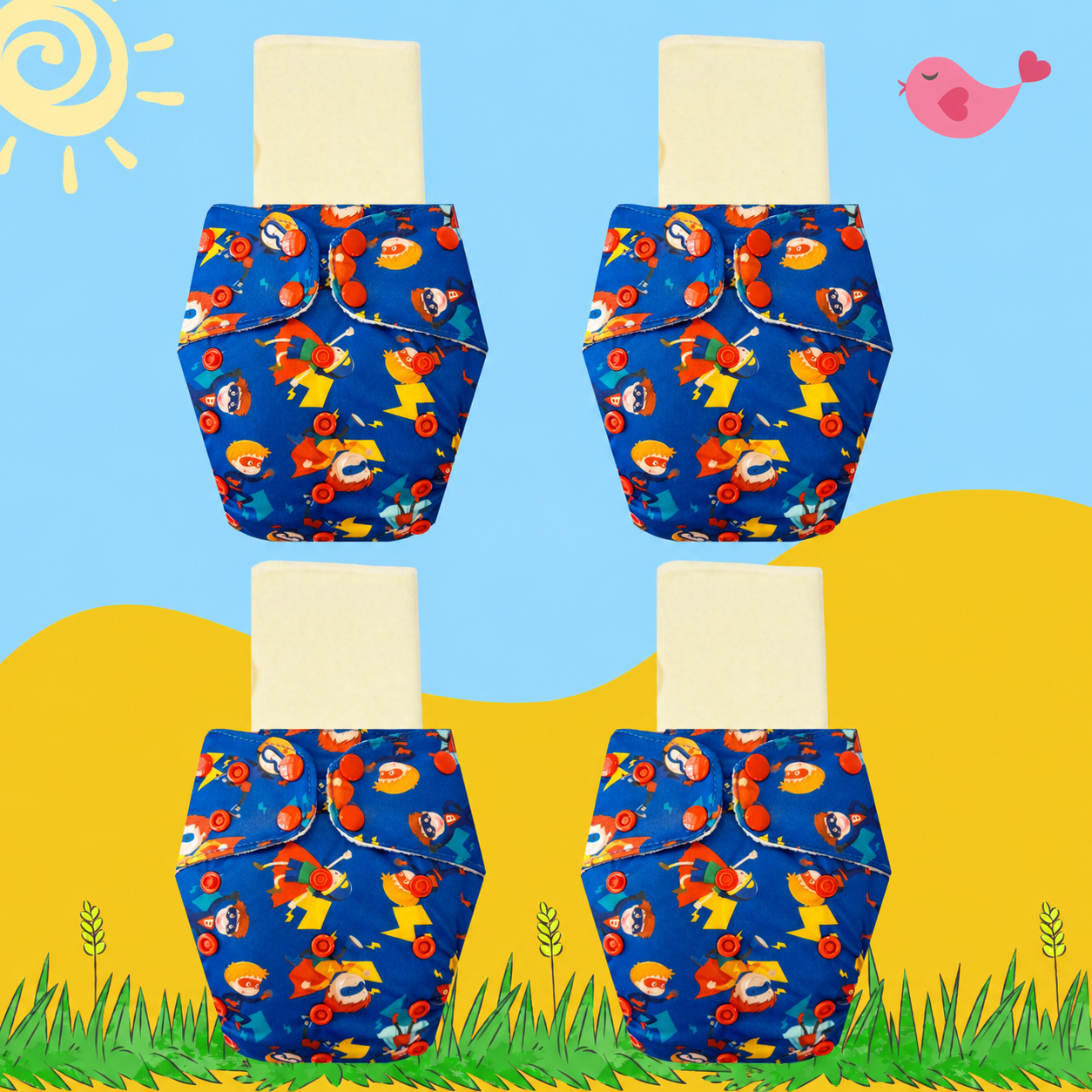 PowerHero Cloth Diaper with Magical Soaker Insert Combo
