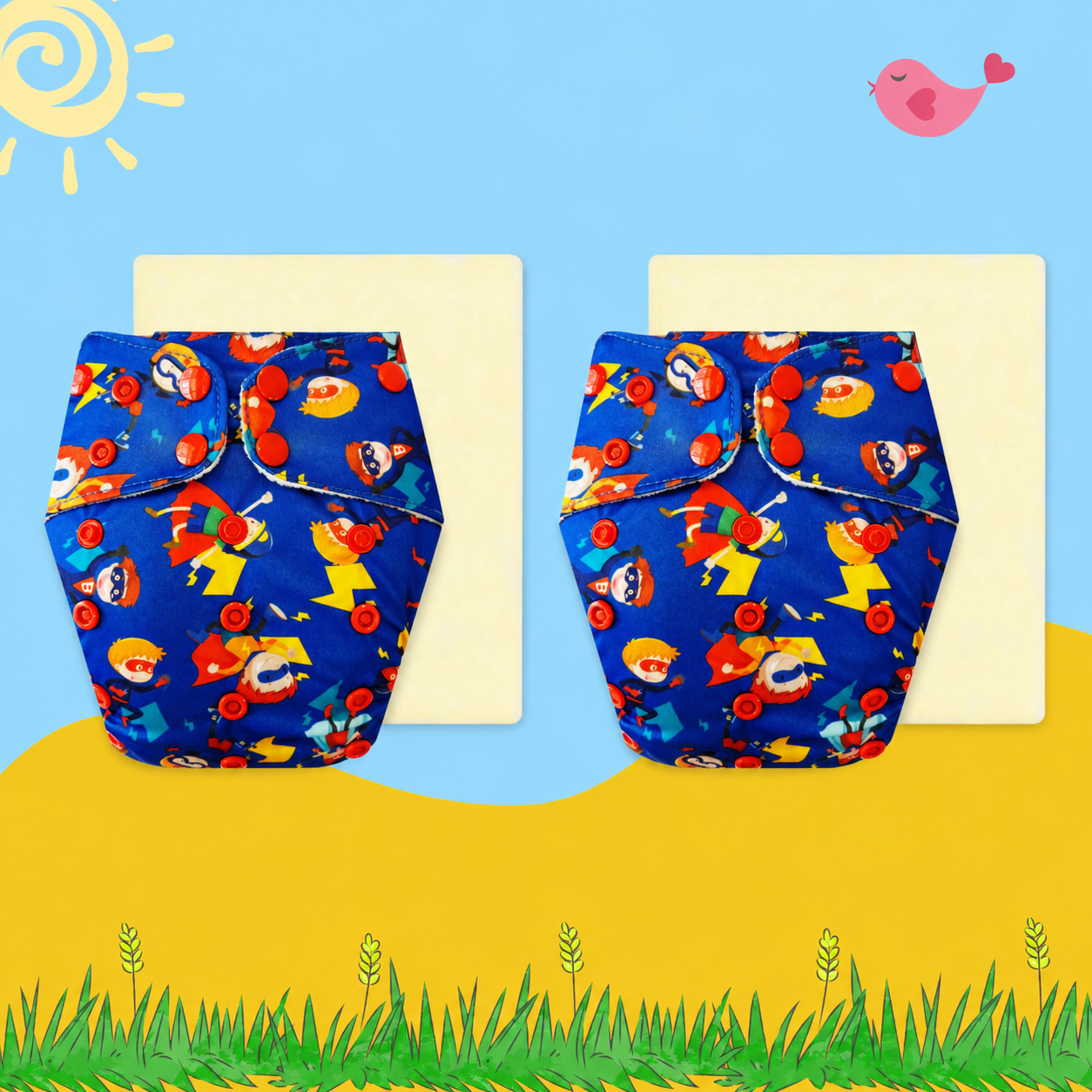 PowerHero Cloth Diaper with Magical Soaker Insert Combo