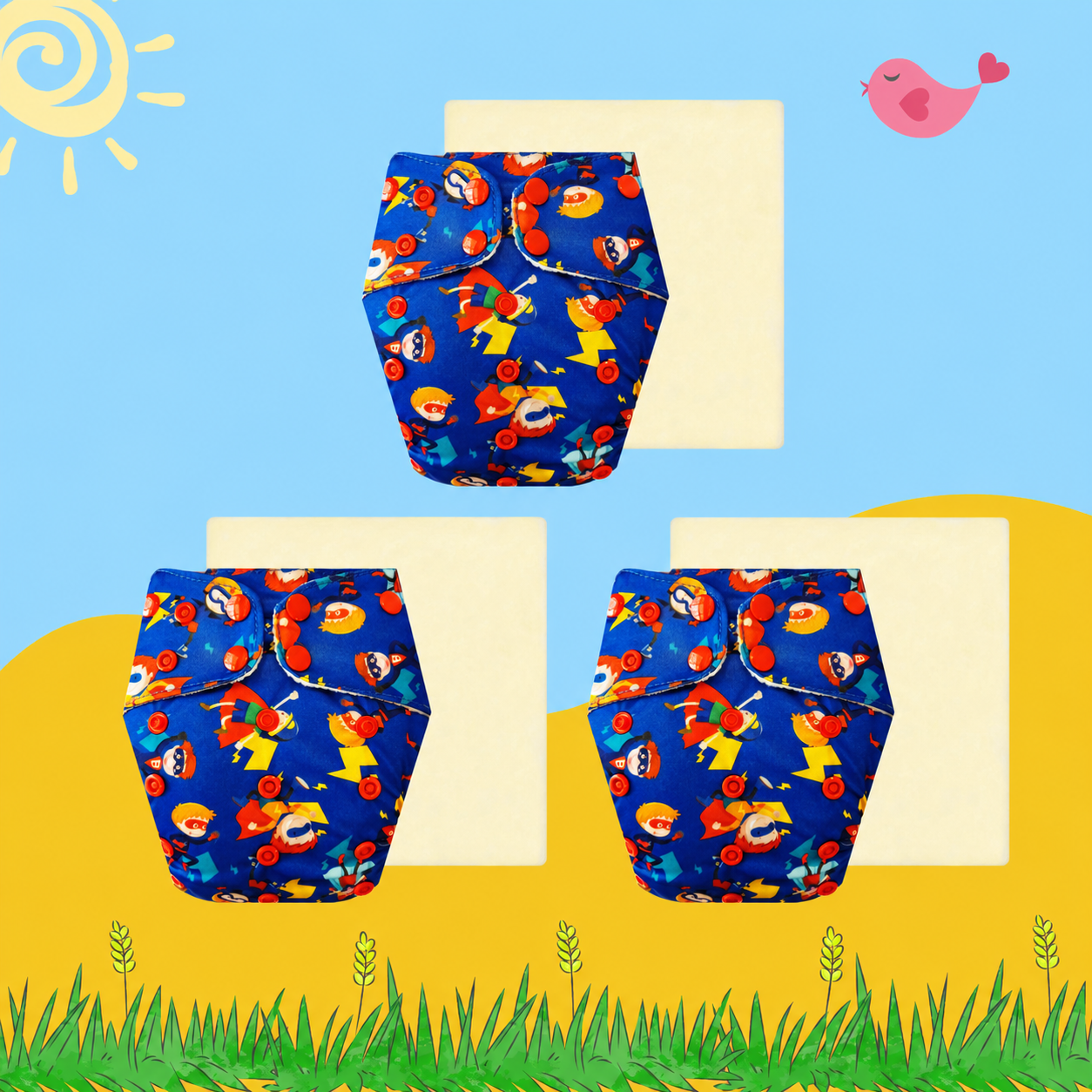 PowerHero Cloth Diaper with Magical Soaker Insert Combo
