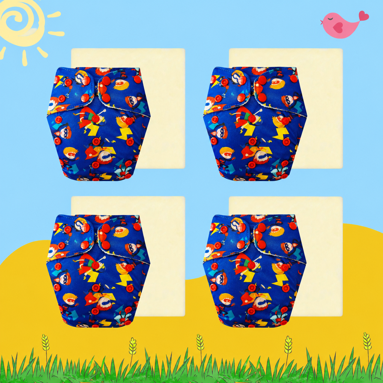 PowerHero Cloth Diaper with Magical Soaker Insert Combo
