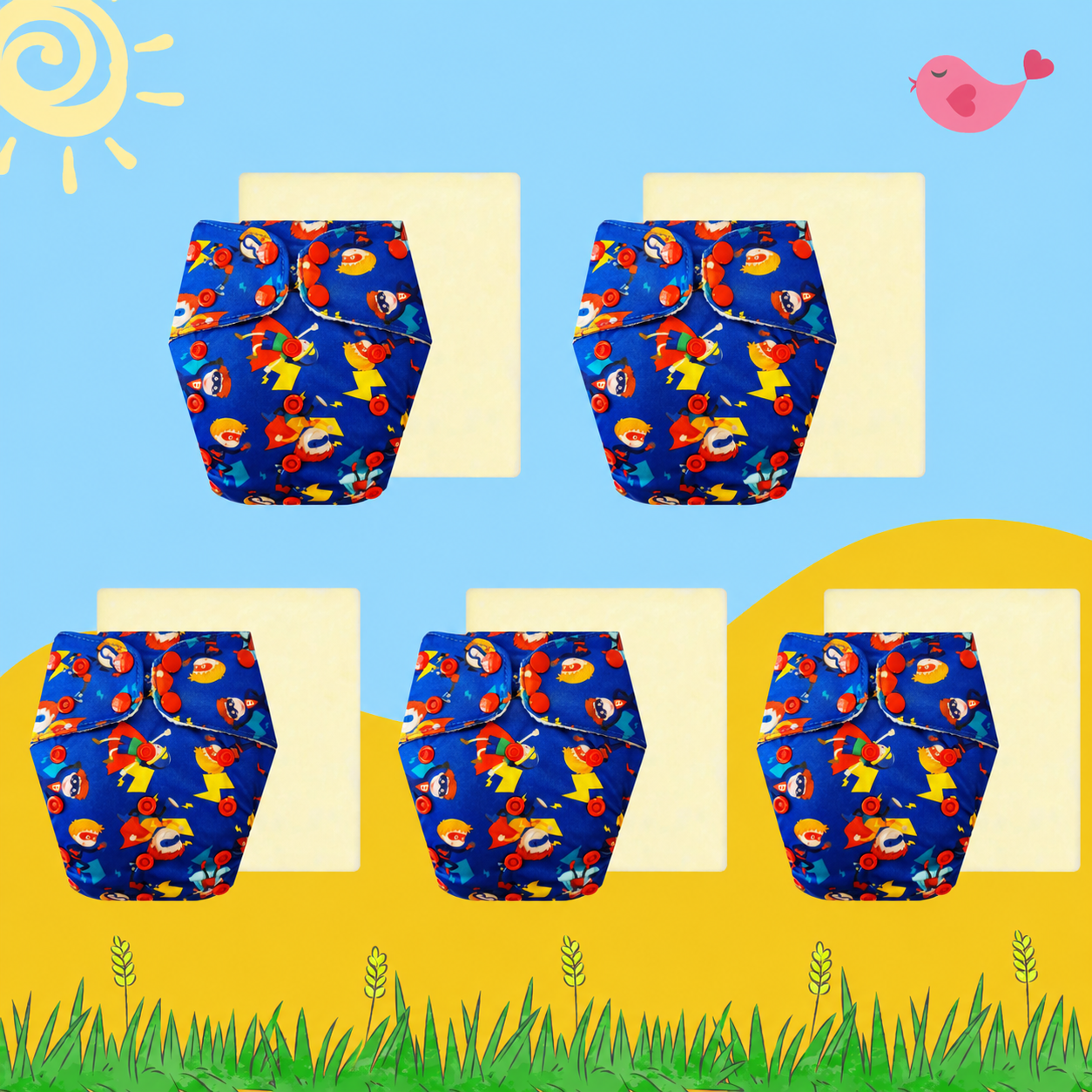 PowerHero Cloth Diaper with Magical Soaker Insert Combo