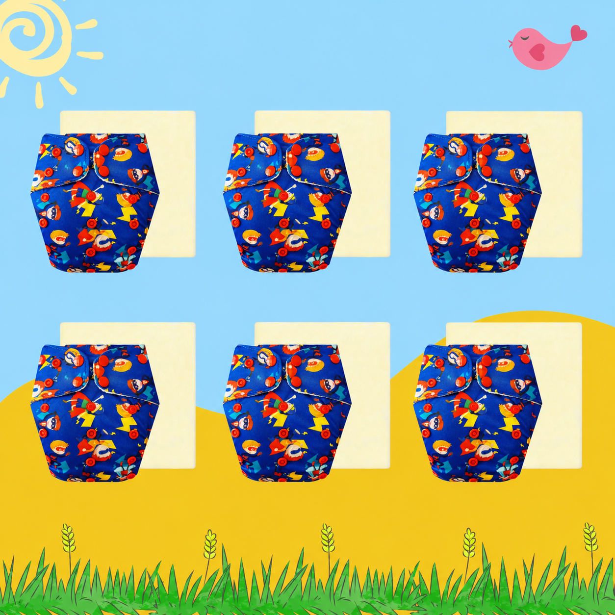 PowerHero Cloth Diaper with Magical Soaker Insert Combo