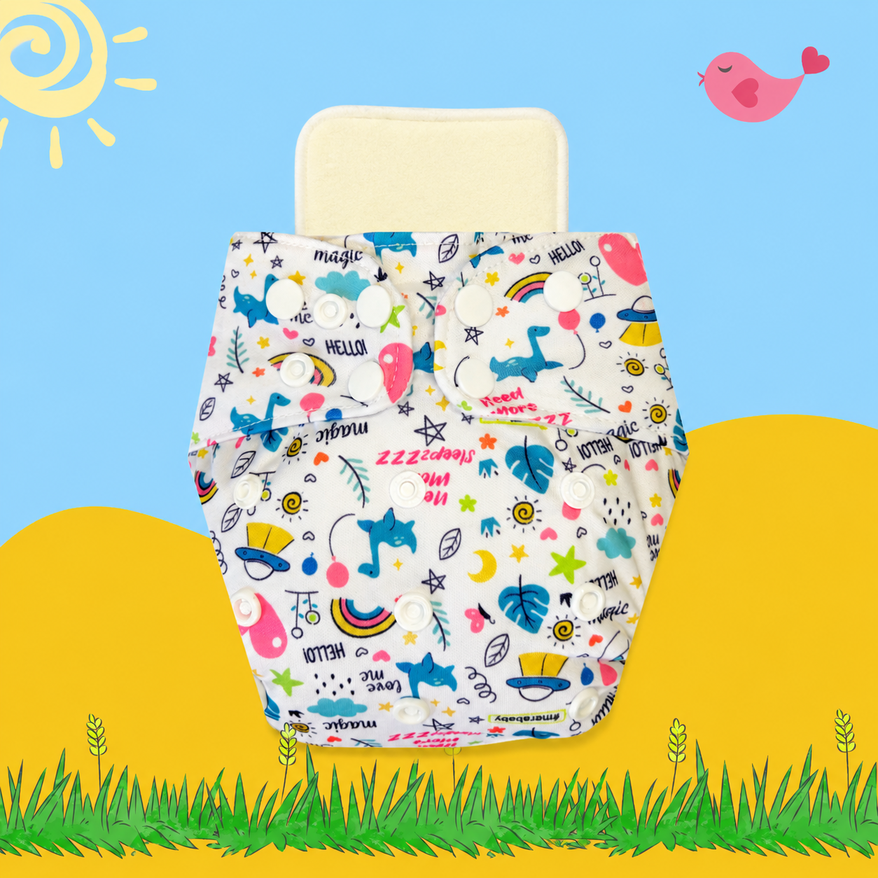 DreamDoodle Cloth Diaper with Magical Soaker Insert