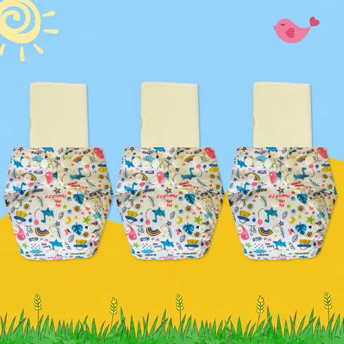 DreamDoodle Cloth Diaper with Magical Soaker Insert Combo