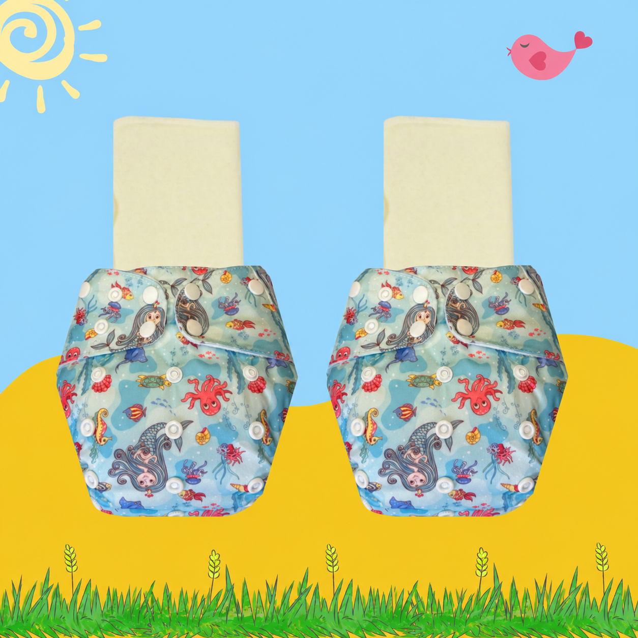 OceanDream Cloth Diaper with Magical Soaker Insert Combo