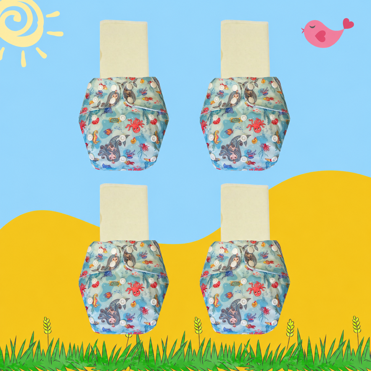 OceanDream Cloth Diaper with Magical Soaker Insert Combo