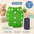 Fresh Green Reusable Cloth Diaper with Grey Insert – Pack of 1