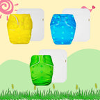 Solid Colors Cloth Diaper Packs With Large White Insert