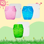 Solid Colors Cloth Diaper Packs With Large White Insert