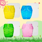 Solid Colors Cloth Diaper Packs With Large White Insert