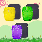 Solid Colors Cloth Diaper Packs With Large Black Insert