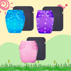 Solid Colors Cloth Diaper Packs With Large Black Insert