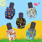 Printed Cloth Diaper Packs with Small Black Inserts