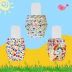 Printed Cloth Diaper Packs With Small White Inserts