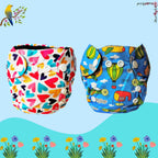Printed Newborn Cloth Diaper with Built-in Insert