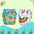 Printed Newborn Cloth Diaper with Built-in Insert