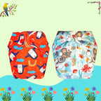 Printed Newborn Cloth Diaper with Built-in Insert