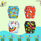 Printed Newborn Cloth Diaper with Built-in Insert
