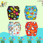 Printed Newborn Cloth Diaper with Built-in Insert