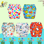 Printed Newborn Cloth Diaper with Built-in Insert