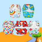 Printed Newborn Cloth Diaper with Built-in Insert