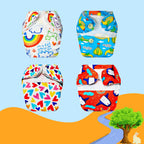 Printed Newborn Cloth Diaper with Built-in Insert